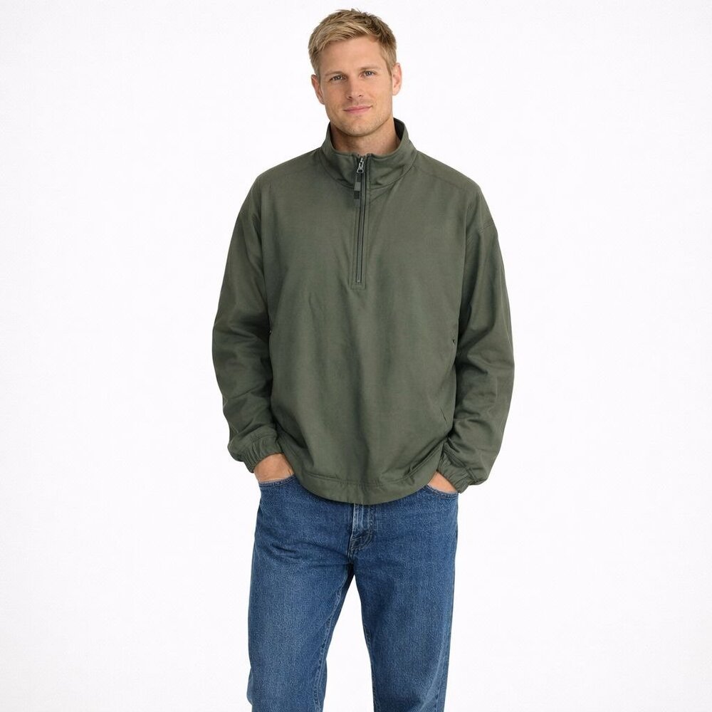 Nike Golf Windbreaker Mens L Green Quarter-Zip Pullover Jacket Elastic Cuffs Top